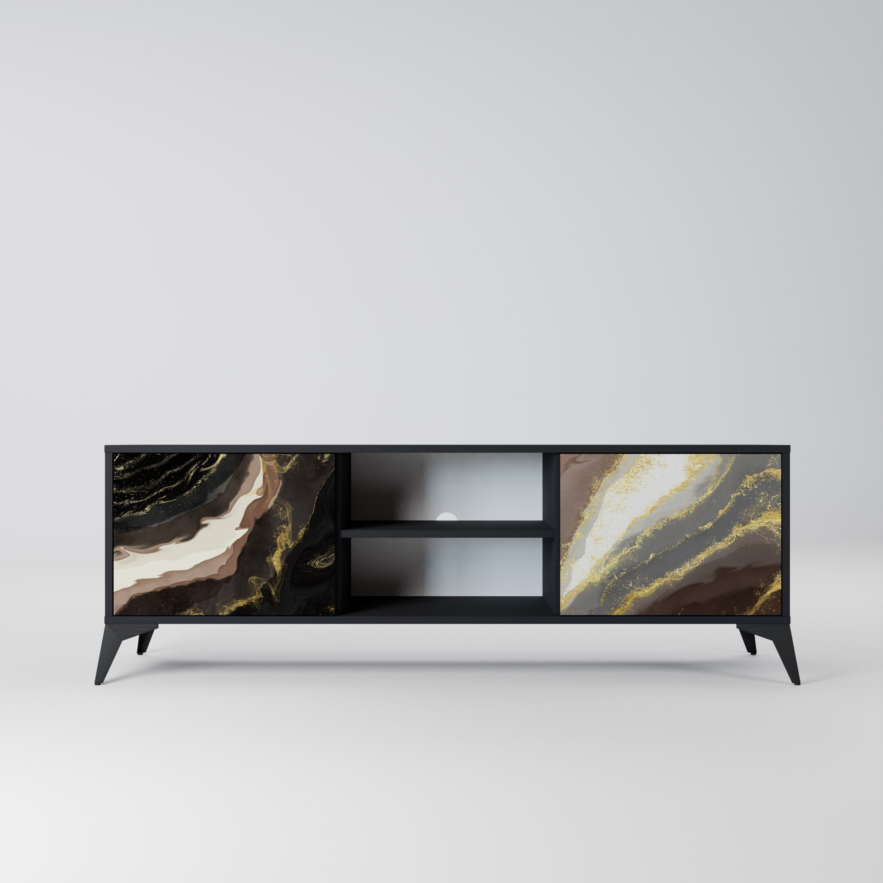 GOLD DUST Móvel de TV com 2 Portas em Acabamento Preto