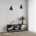 GOLD DUST Móvel de TV com 2 Portas em Acabamento Preto