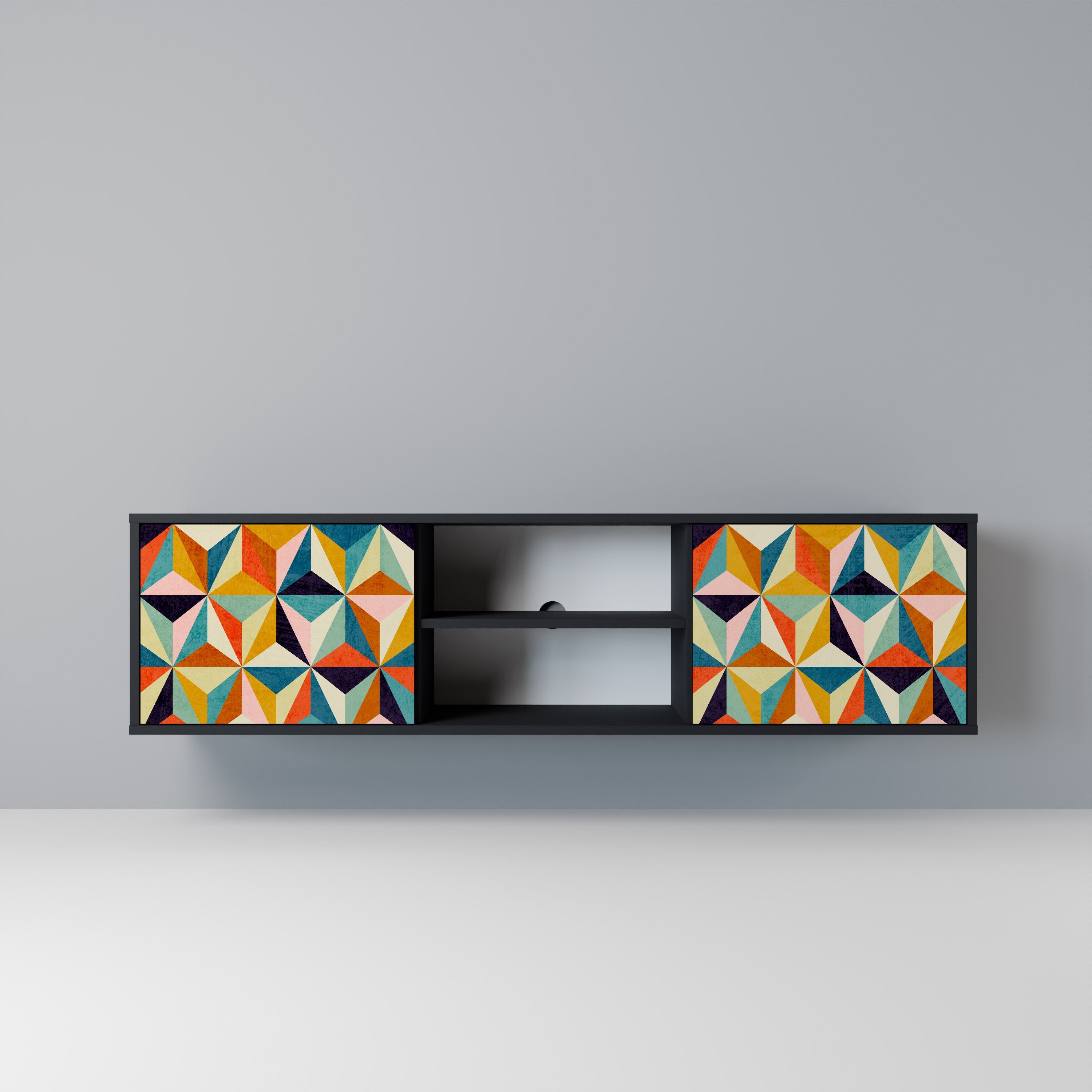 TESSELATE TREASURES Móvel de TV com 2 Portas em Acabamento Preto