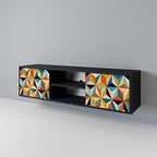 TESSELATE TREASURES 2-Door TV Stand in Black Finish