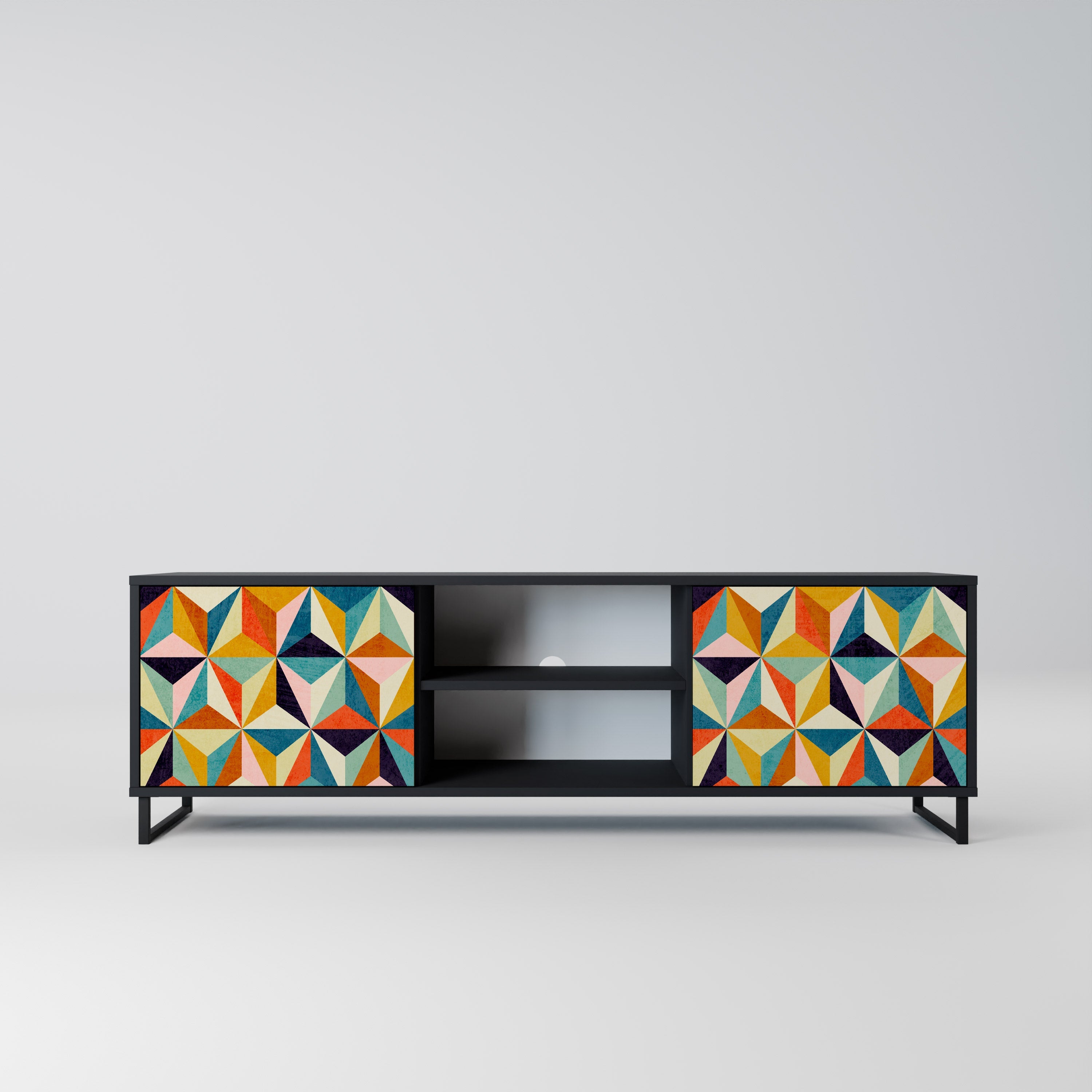 TESSELATE TREASURES Móvel de TV com 2 Portas em Acabamento Preto