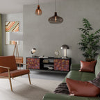 PAINTED SQUARES Móvel de TV com 2 Portas em Acabamento Preto