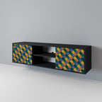 PAINTED SQUARES MIX Móvel de TV com 2 Portas em Acabamento Preto