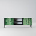NATURAL GREEN 2-Door TV Stand in Black Finish