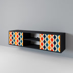 COLORFUL NOSTALGIA 2-Door TV Stand in Black Finish
