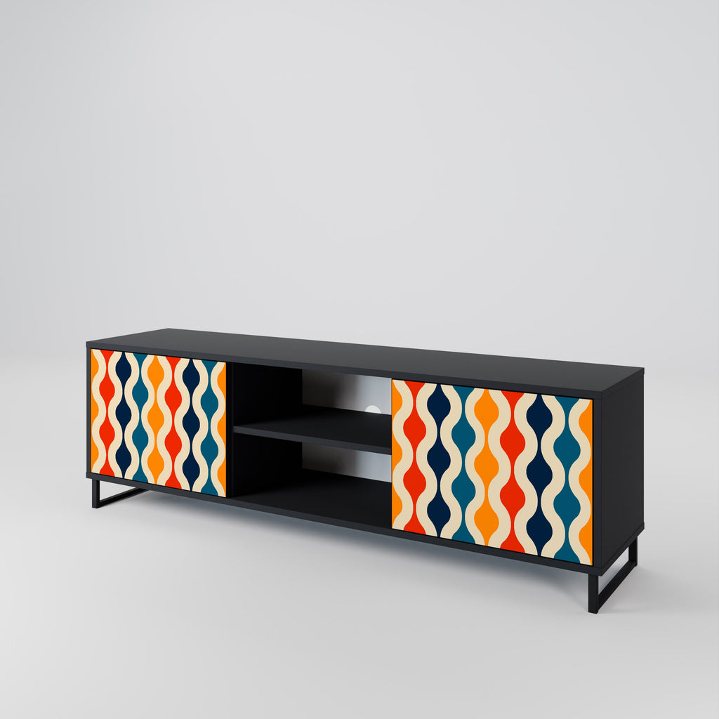 COLORFUL NOSTALGIA 2-Door TV Stand in Black Finish