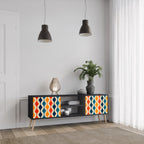 COLORFUL NOSTALGIA 2-Door TV Stand in Black Finish