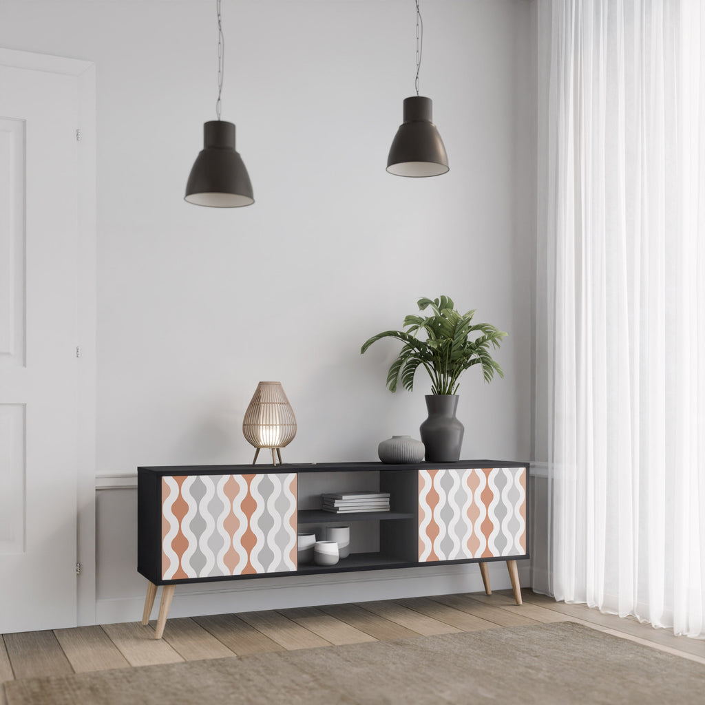 HAZY NOSTALGIA Móvel de TV com 2 Portas em Acabamento Preto