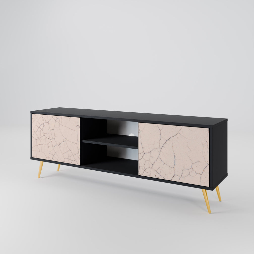 CERAMIC TEXTURE Móvel de TV com 2 Portas em Acabamento Preto