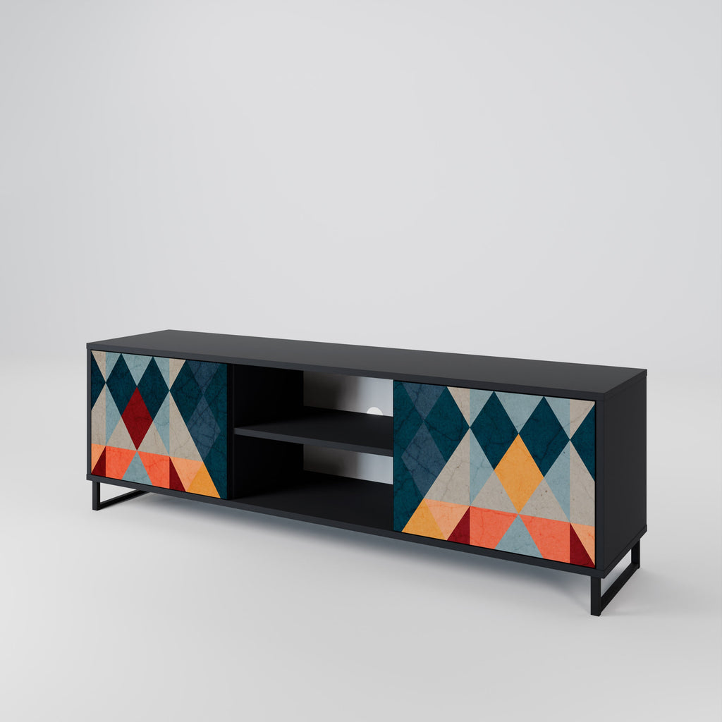 CRACKED ILLUSION 2-Door TV Stand in Black Finish