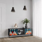 CRACKED ILLUSION 2-Door TV Stand in Black Finish