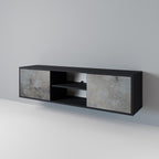 CONCRETE WALL 2-Door TV Stand in Black Finish