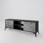 CONCRETE WALL 2-Door TV Stand in Black Finish