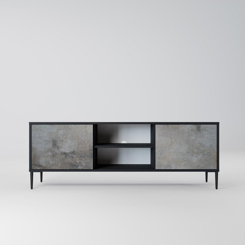 CONCRETE WALL 2-Door TV Stand in Black Finish