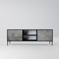 CONCRETE WALL 2-Door TV Stand in Black Finish