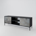 CONCRETE WALL 2-Door TV Stand in Black Finish