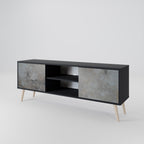 CONCRETE WALL 2-Door TV Stand in Black Finish