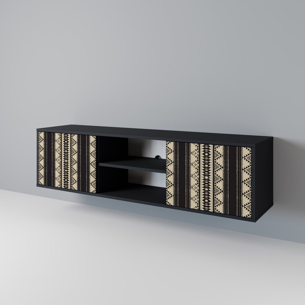 AZTEC Móvel de TV com 2 Portas em Acabamento Preto