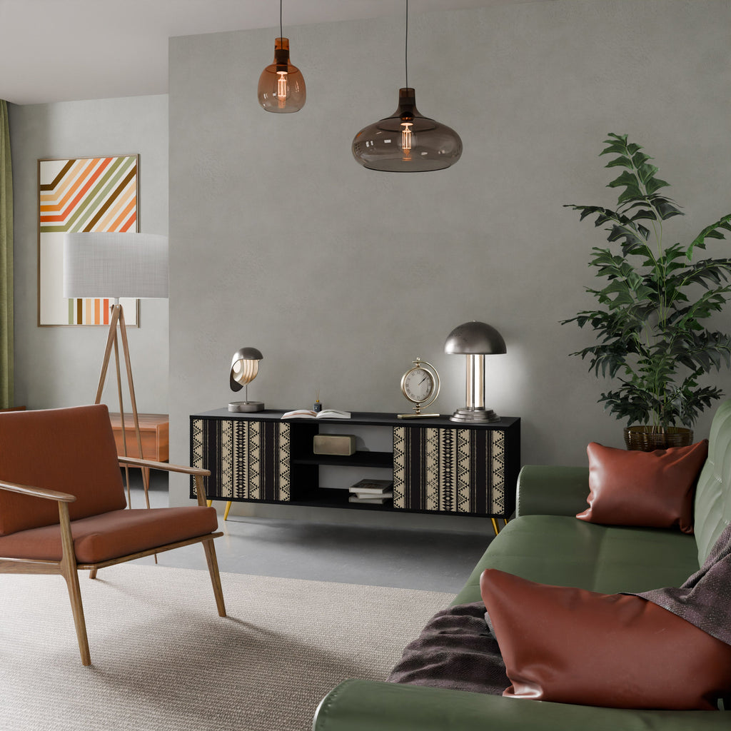 AZTEC Móvel de TV com 2 Portas em Acabamento Preto