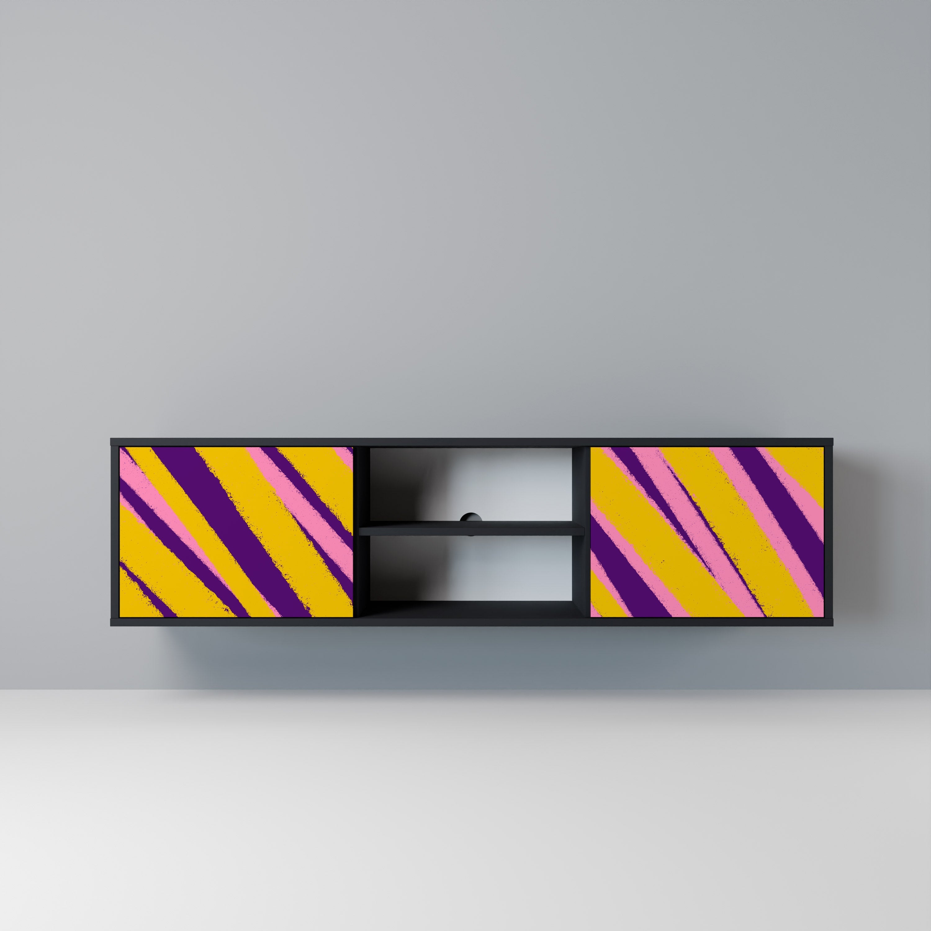 DREAMS COME TRUE Móvel de TV com 2 Portas em Acabamento Preto