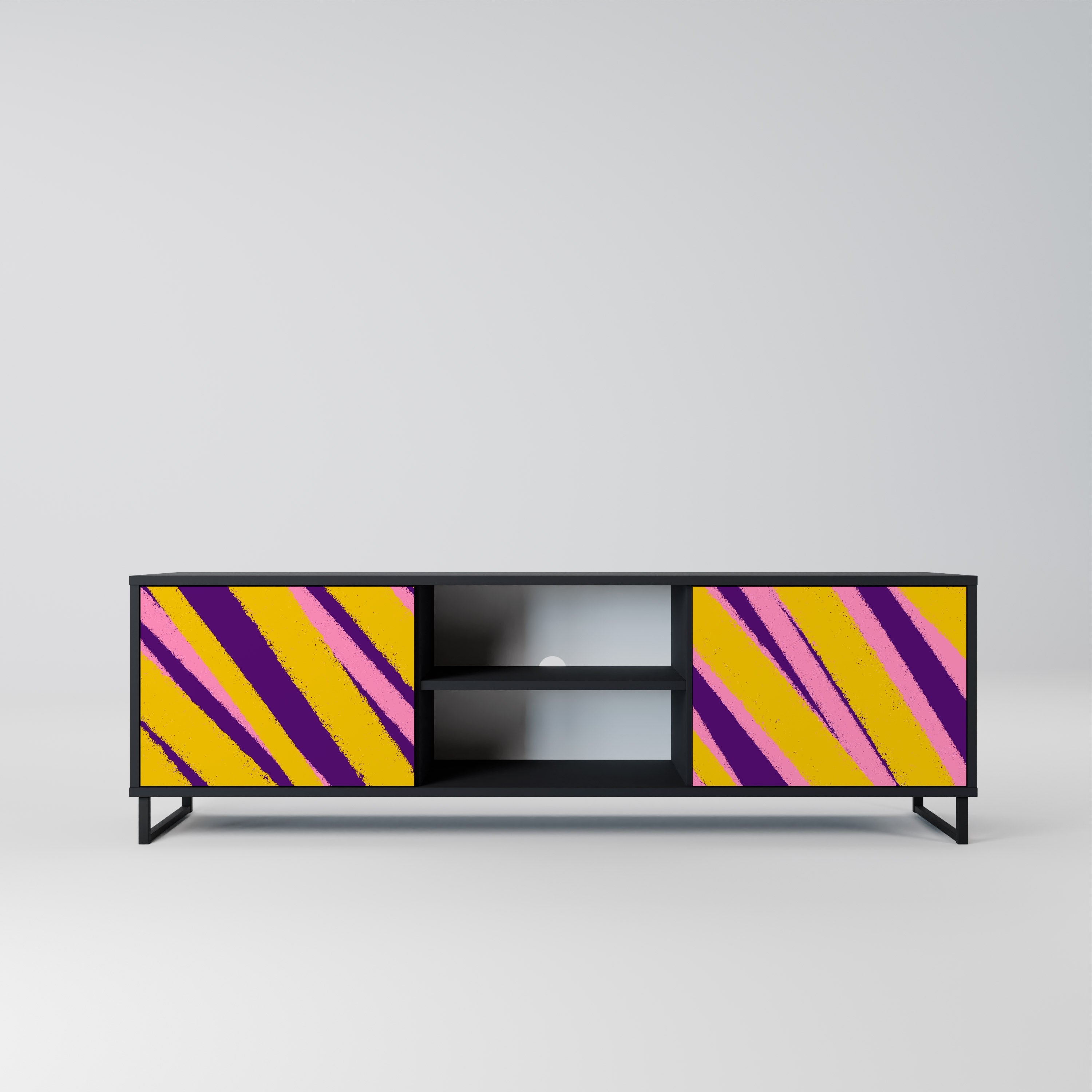 DREAMS COME TRUE Móvel de TV com 2 Portas em Acabamento Preto