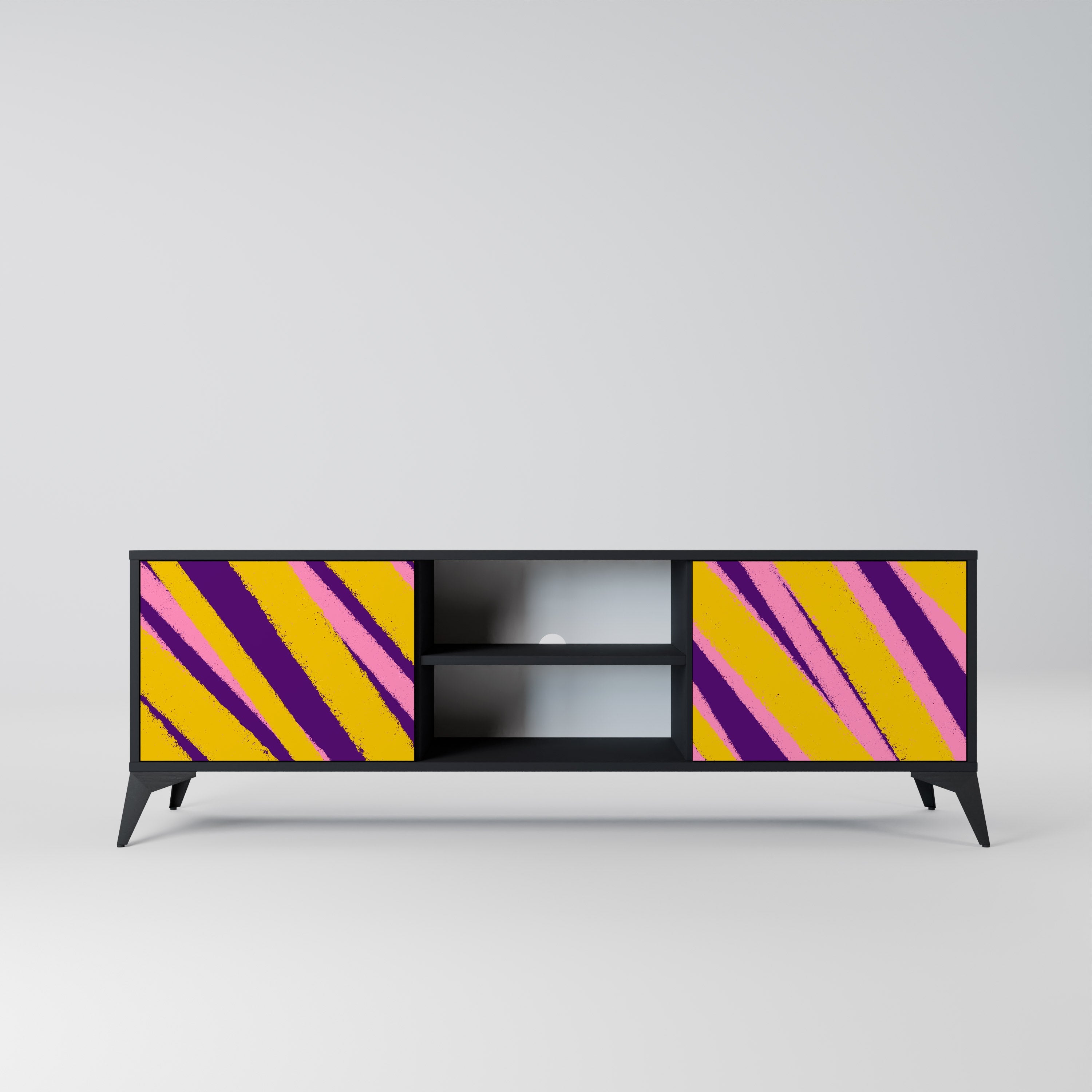 DREAMS COME TRUE Móvel de TV com 2 Portas em Acabamento Preto