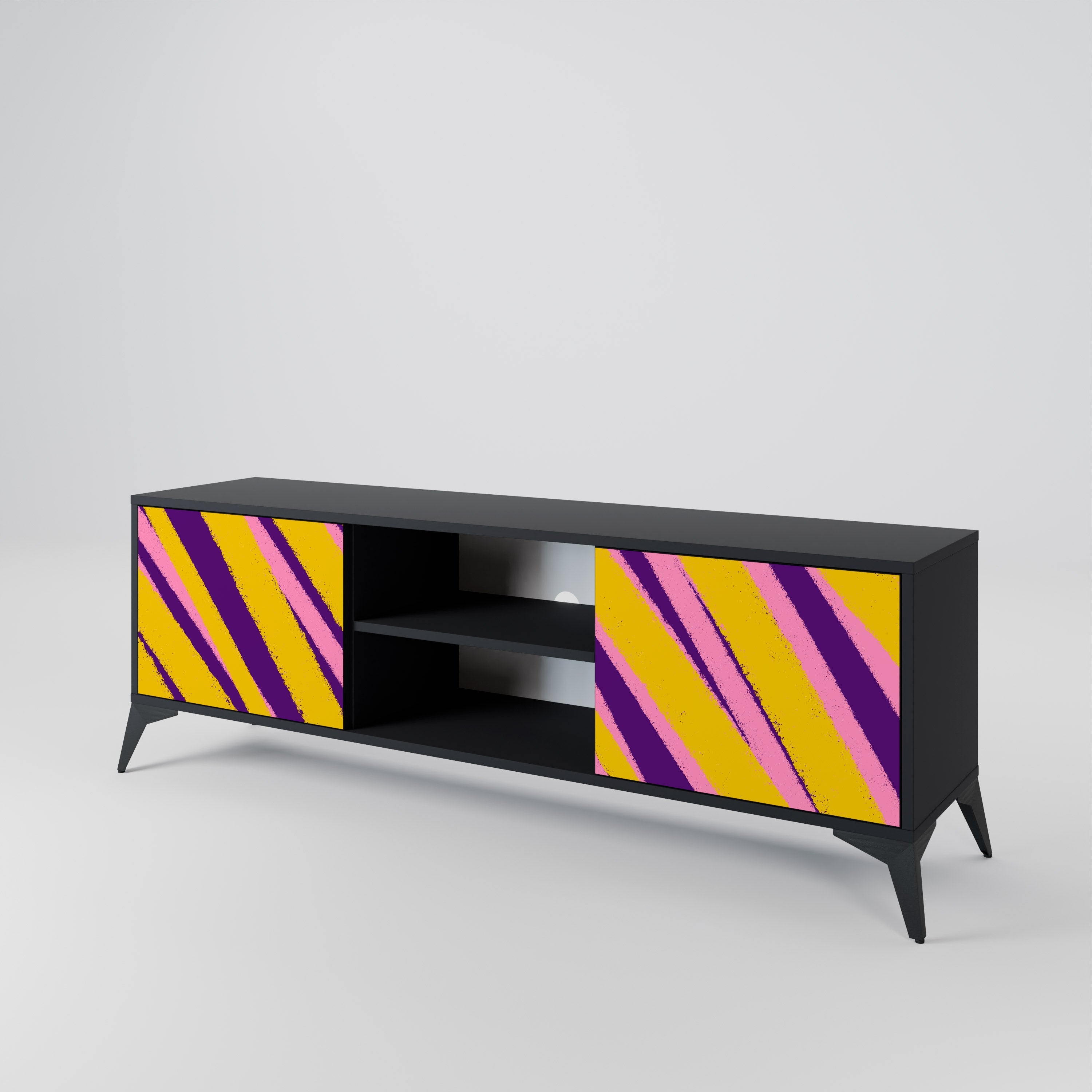 DREAMS COME TRUE Móvel de TV com 2 Portas em Acabamento Preto