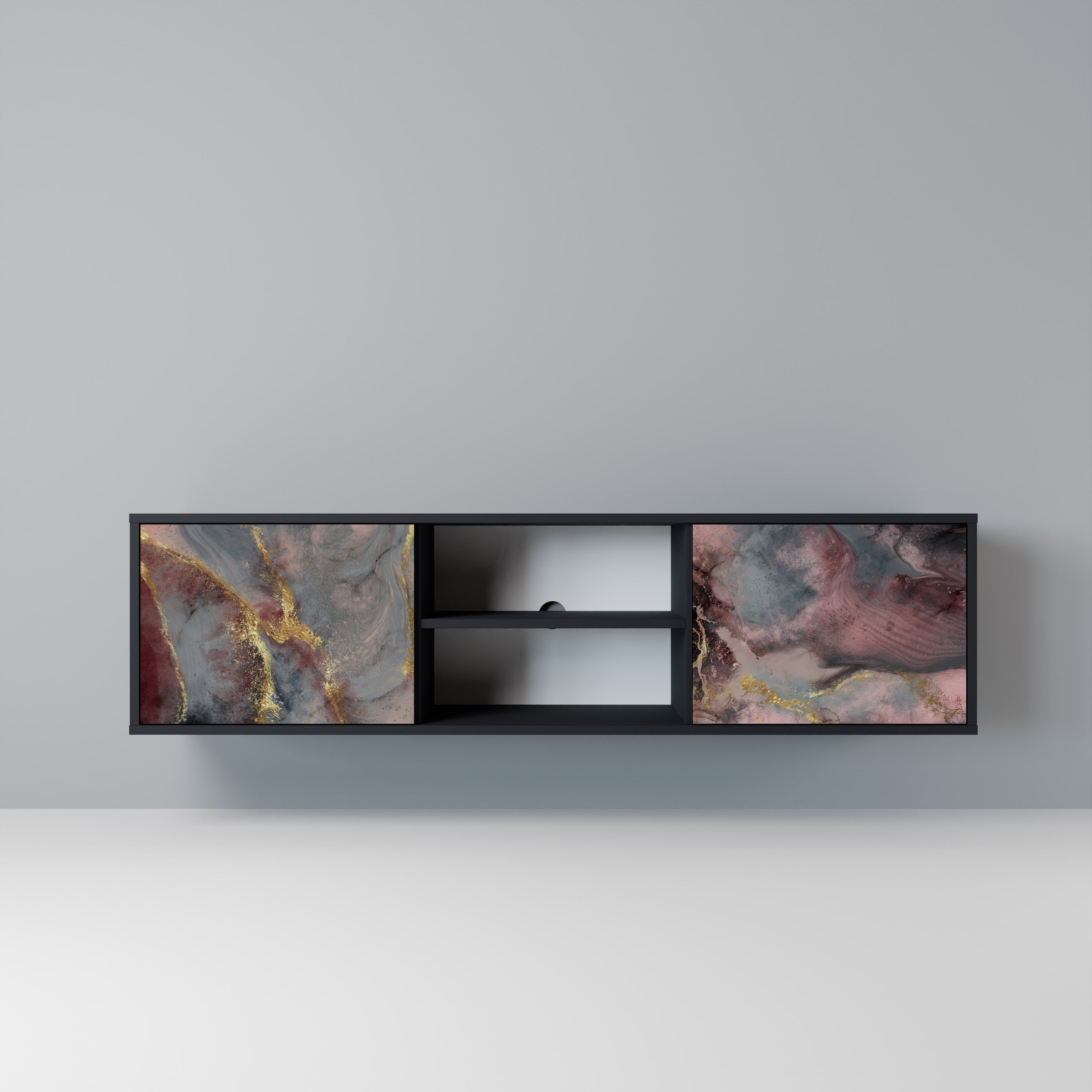 GOLDEN TIDES Móvel de TV com 2 Portas em Acabamento Preto