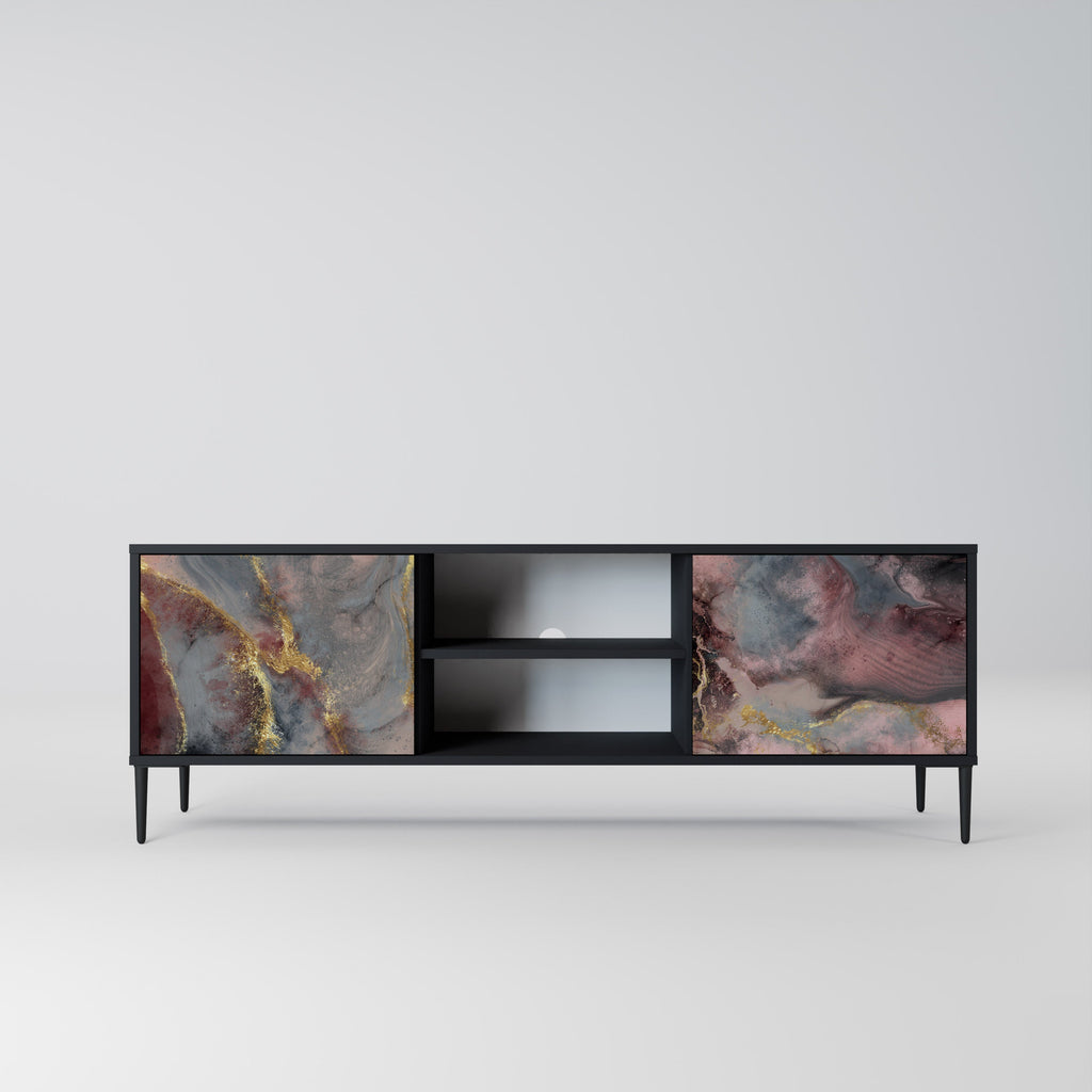 GOLDEN TIDES Móvel de TV com 2 Portas em Acabamento Preto