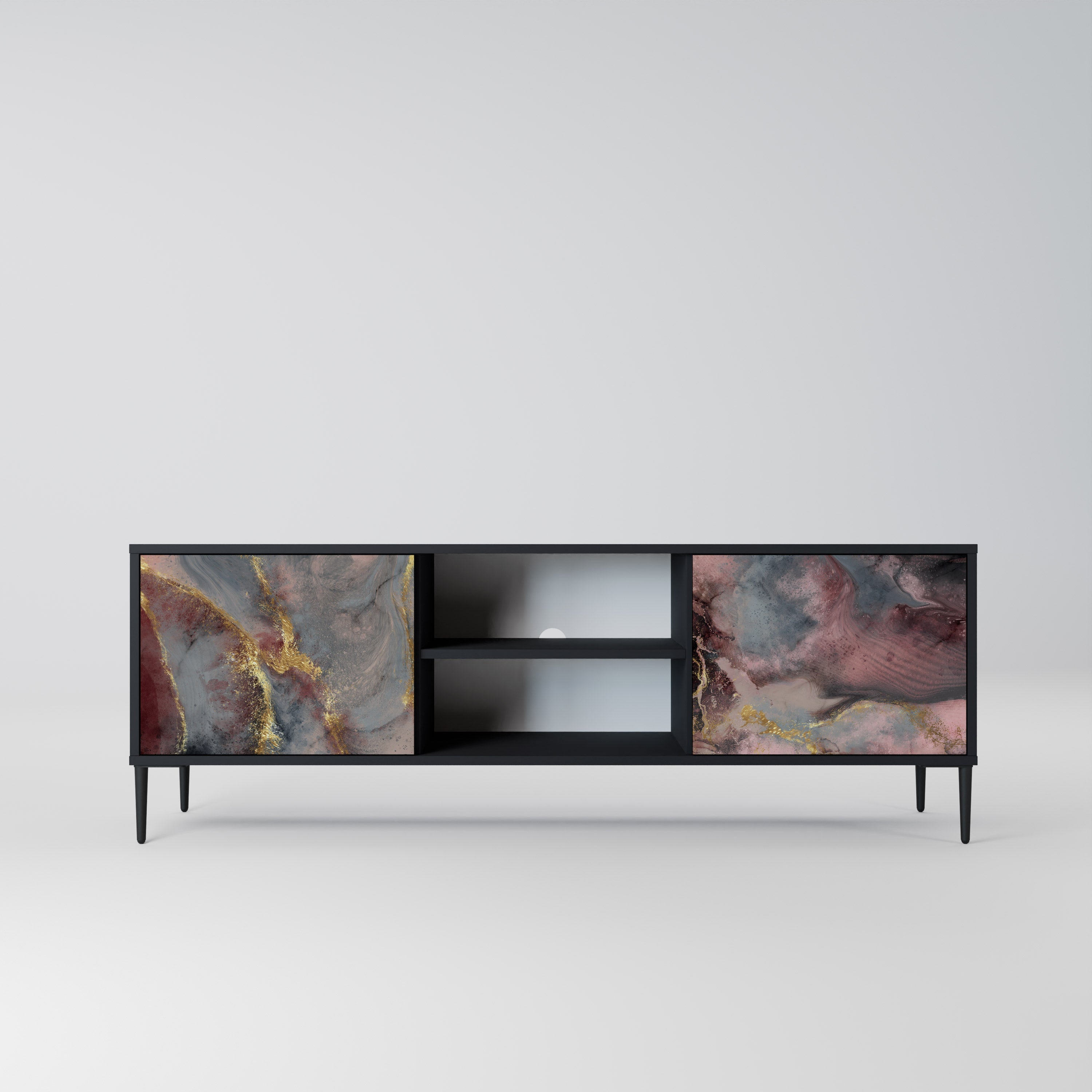 GOLDEN TIDES Móvel de TV com 2 Portas em Acabamento Preto