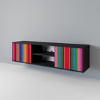 ETHNIC MEXICAN Móvel de TV com 2 Portas em Acabamento Preto