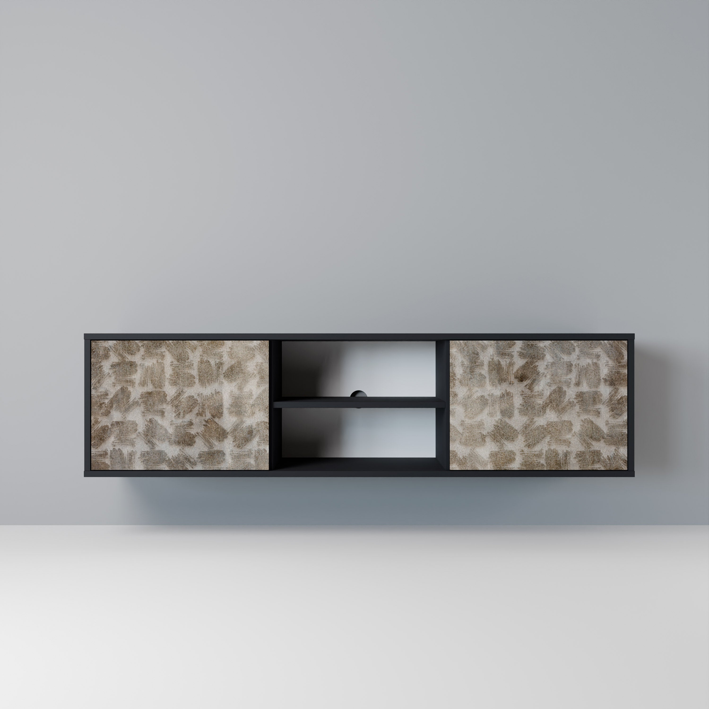 SLIGHTLY BLURRED Móvel de TV com 2 Portas em Acabamento Preto