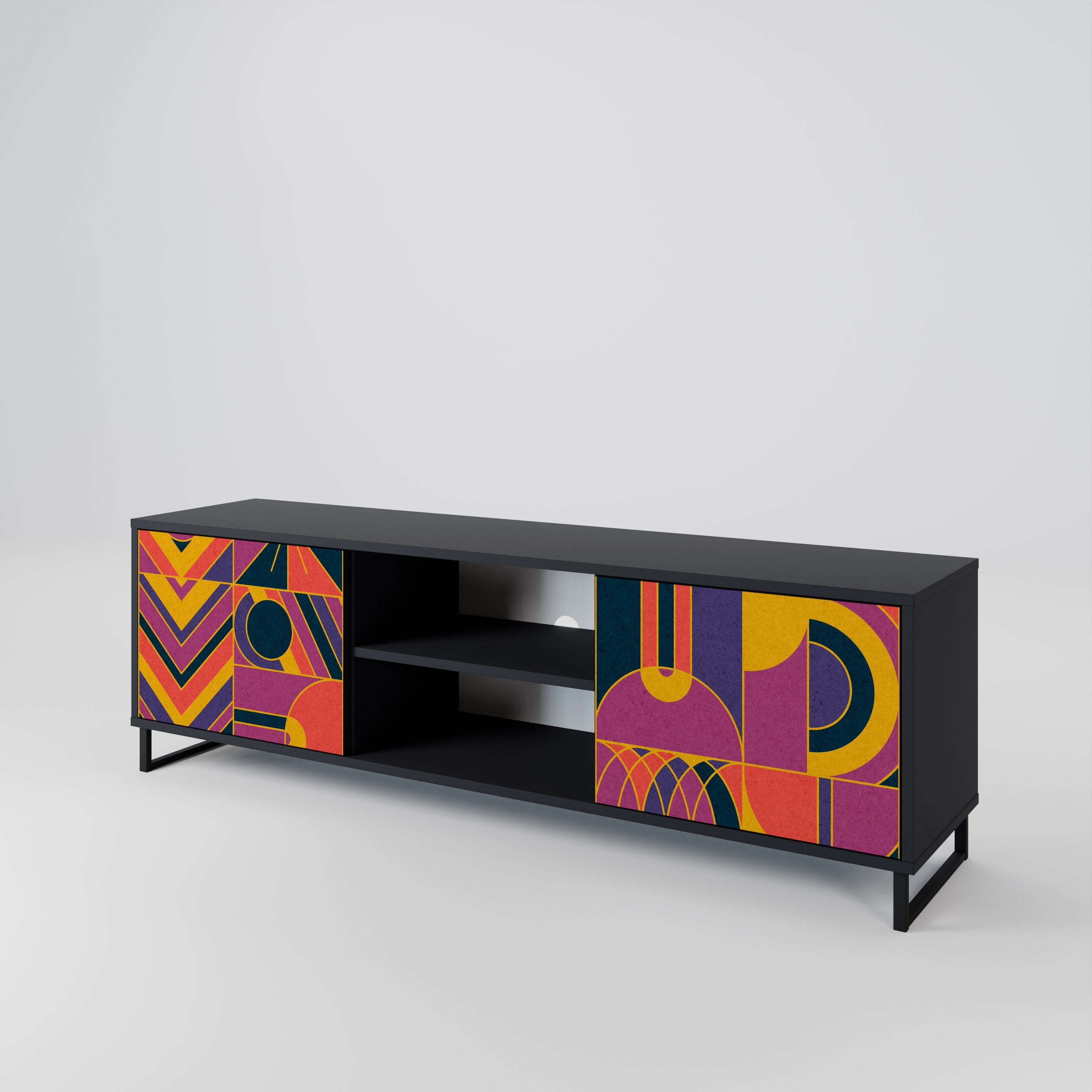ELECTRIC PATTERNS 2-Door TV Stand in Black Finish