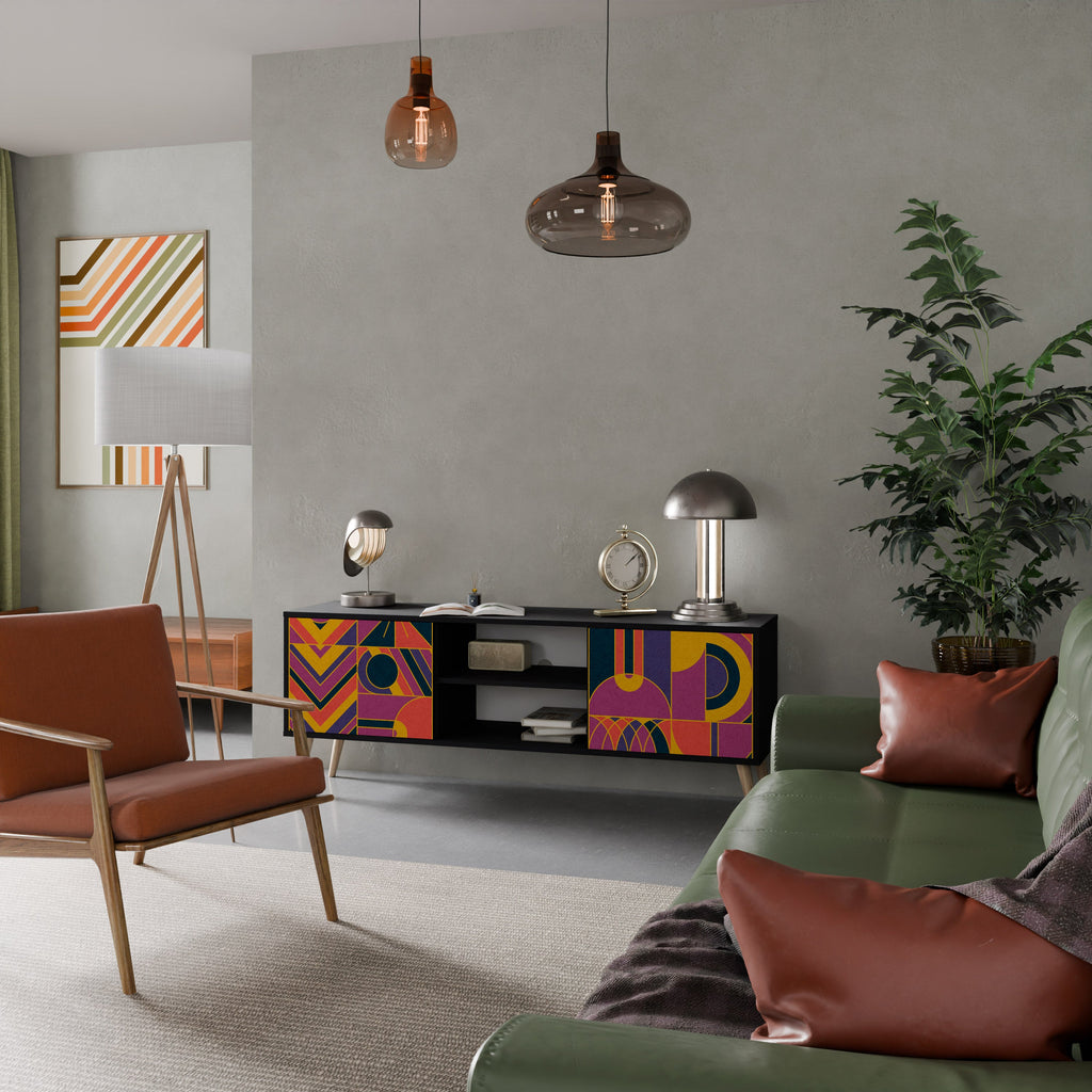 ELECTRIC PATTERNS 2-Door TV Stand in Black Finish