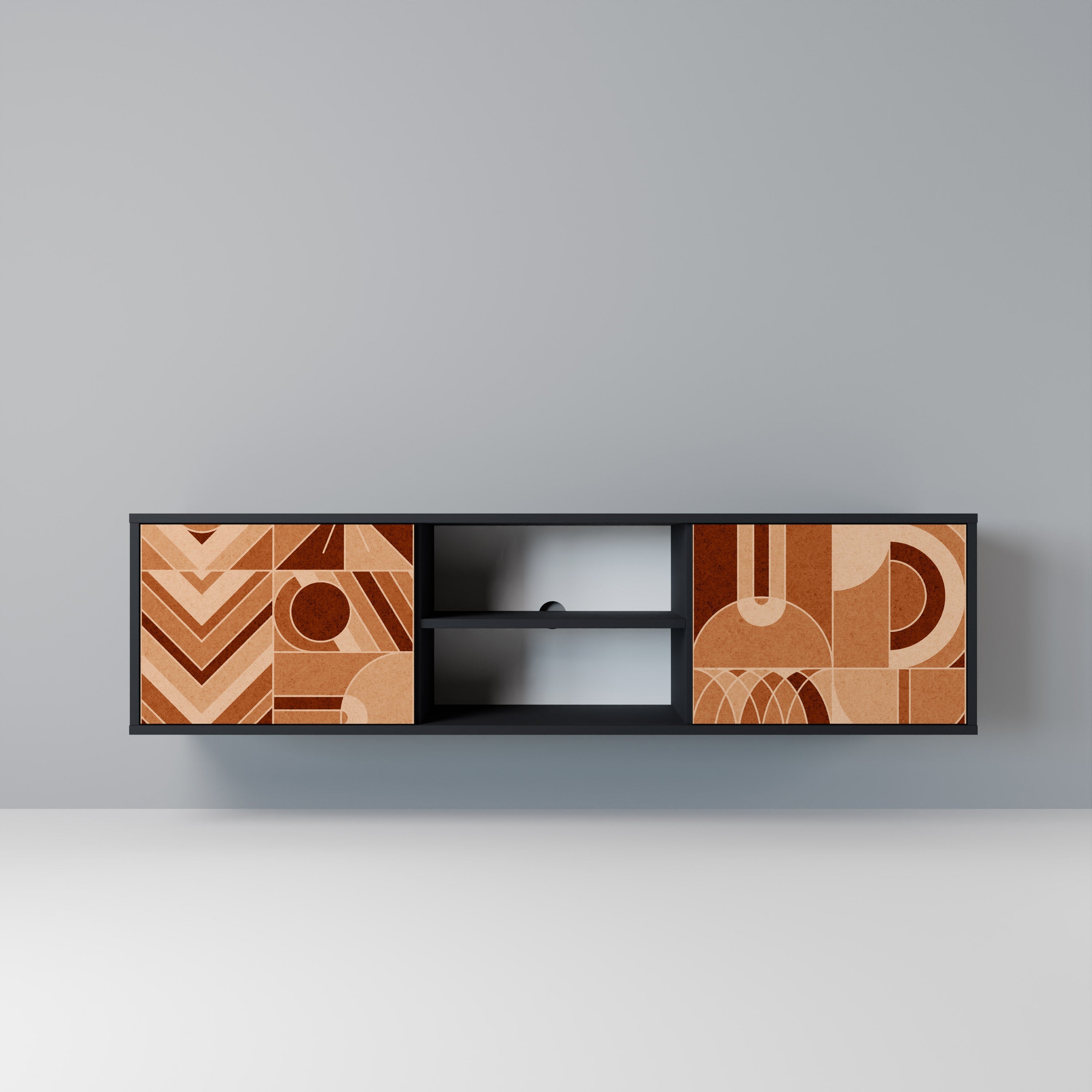 PRISM MOSAIC Móvel de TV com 2 Portas em Acabamento Preto