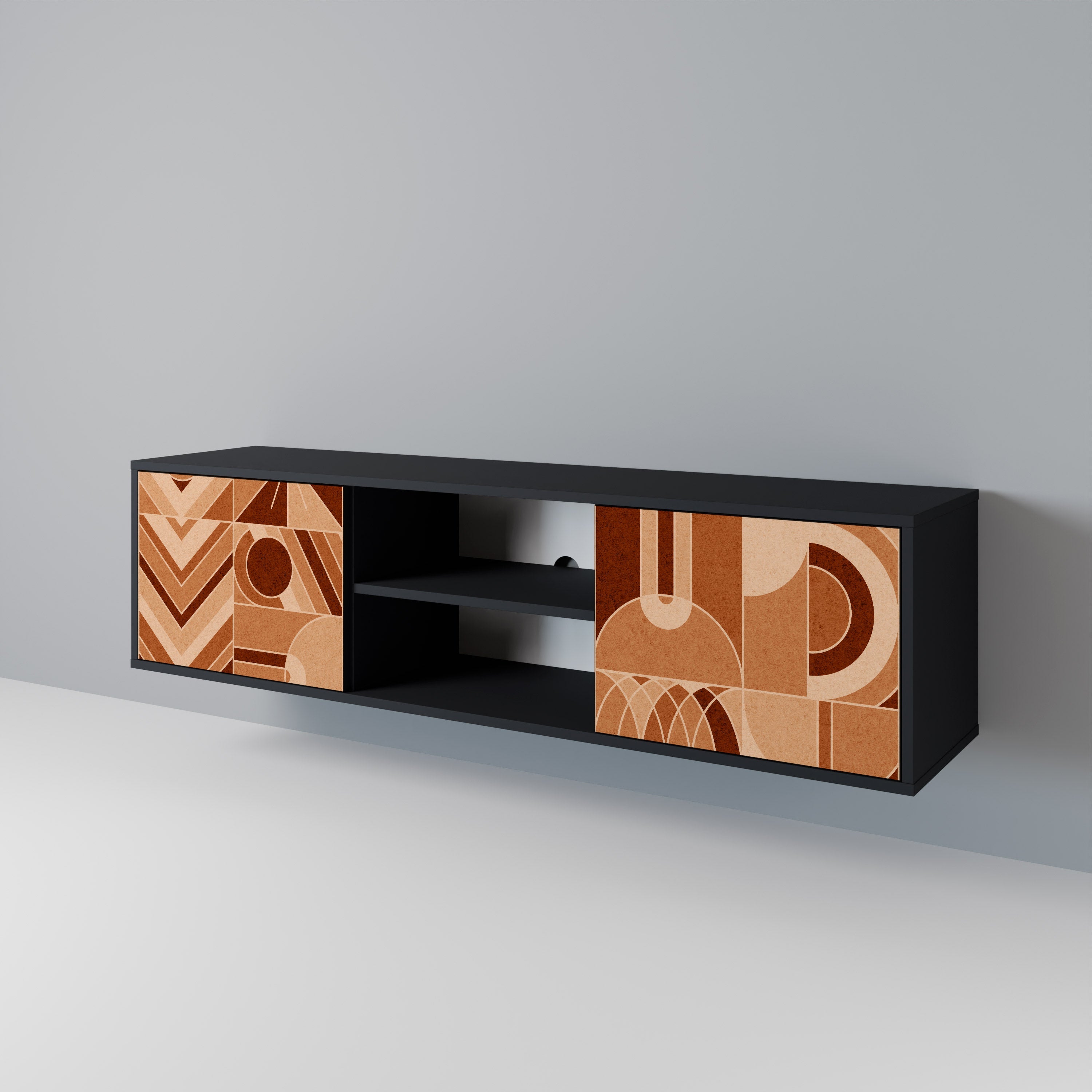 PRISM MOSAIC Móvel de TV com 2 Portas em Acabamento Preto