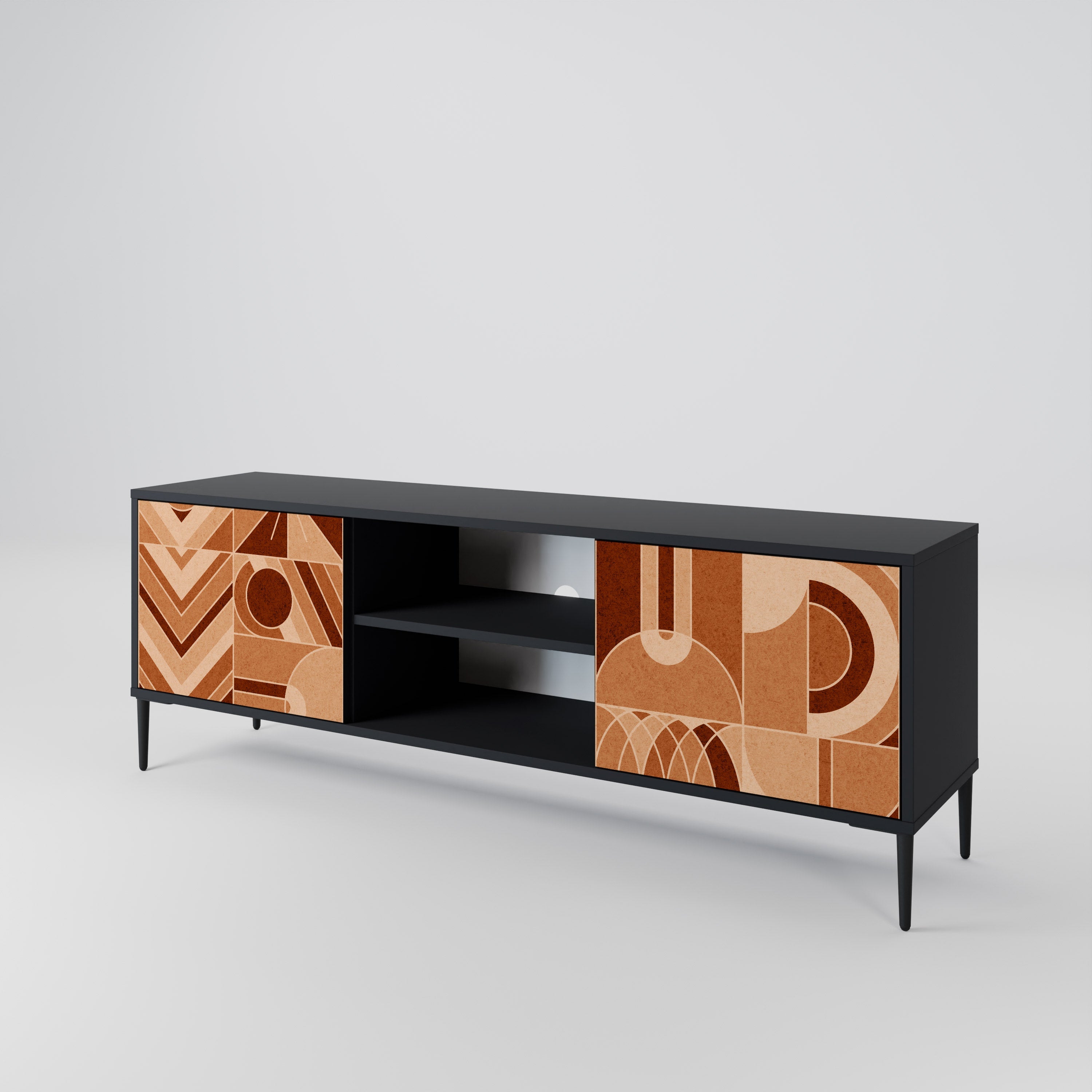 PRISM MOSAIC Móvel de TV com 2 Portas em Acabamento Preto