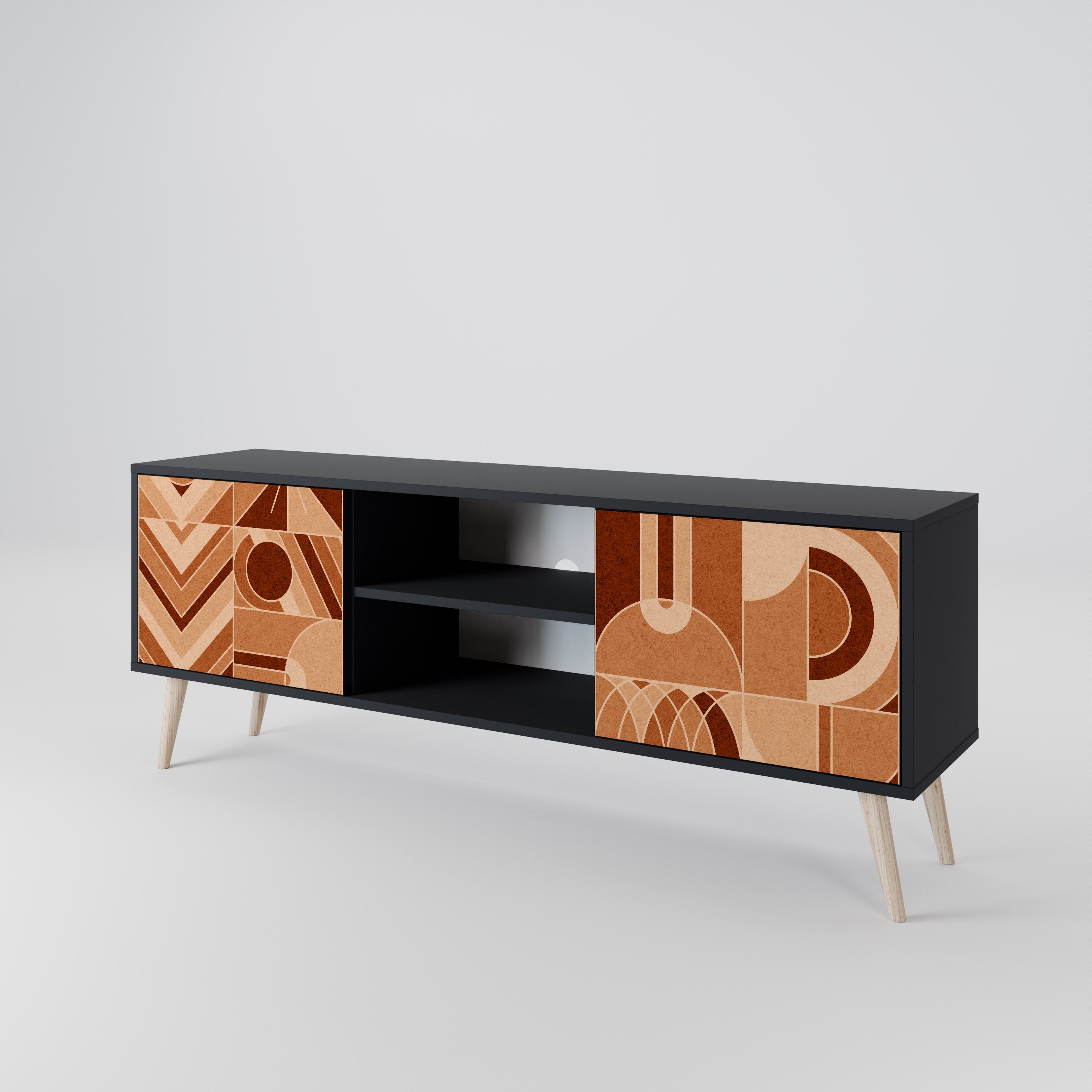 PRISM MOSAIC Móvel de TV com 2 Portas em Acabamento Preto