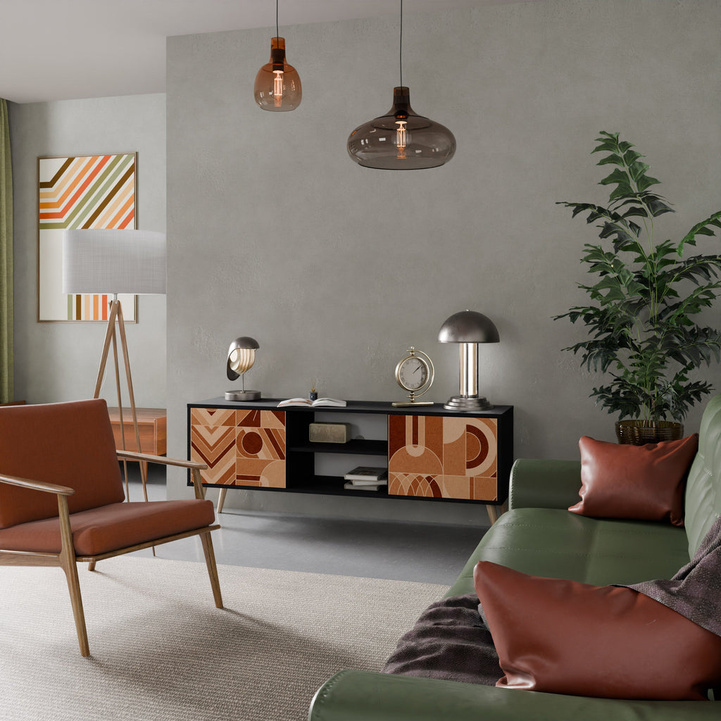 PRISM MOSAIC Móvel de TV com 2 Portas em Acabamento Preto