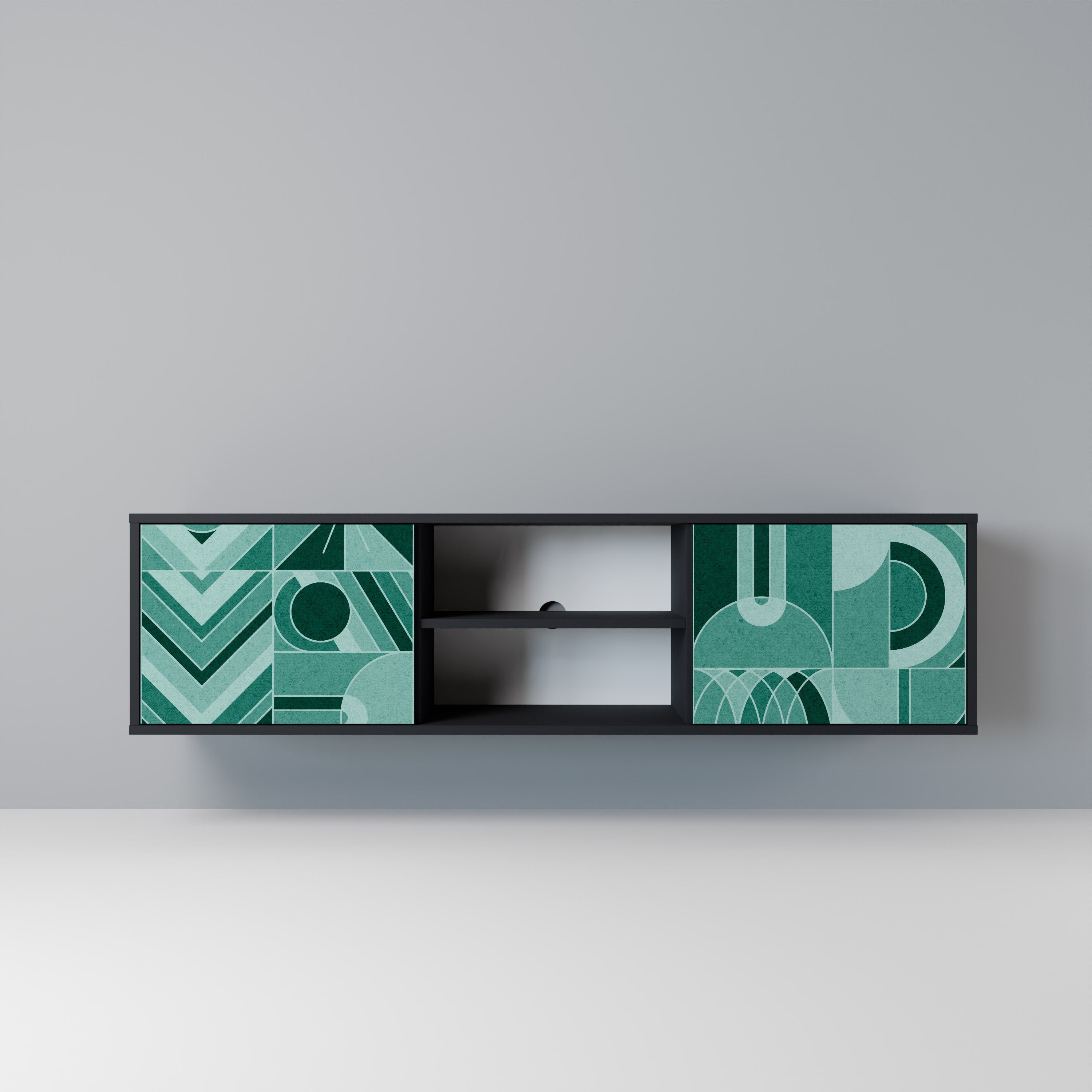 HARMONIC GRID Móvel de TV com 2 Portas em Acabamento Preto