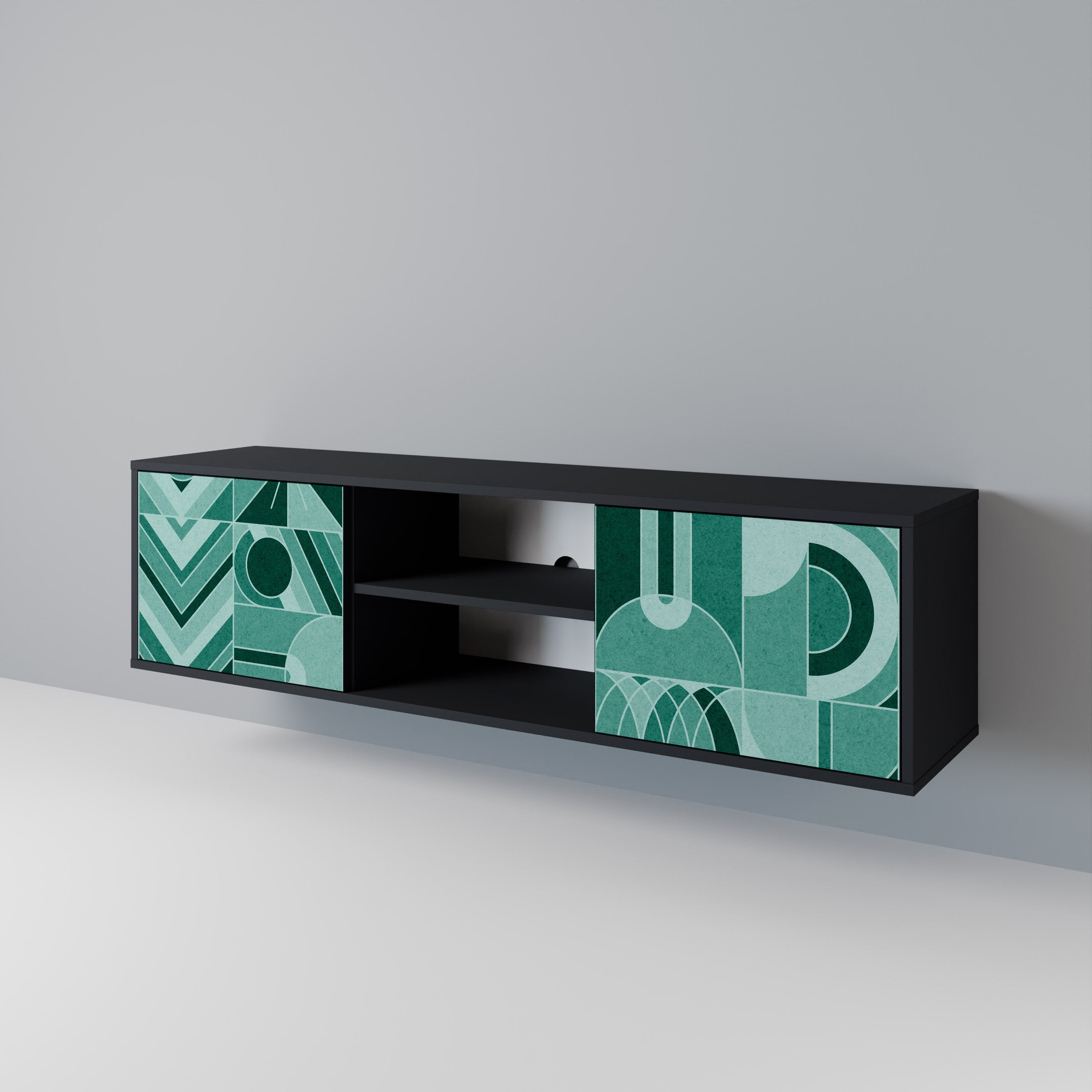 HARMONIC GRID Móvel de TV com 2 Portas em Acabamento Preto