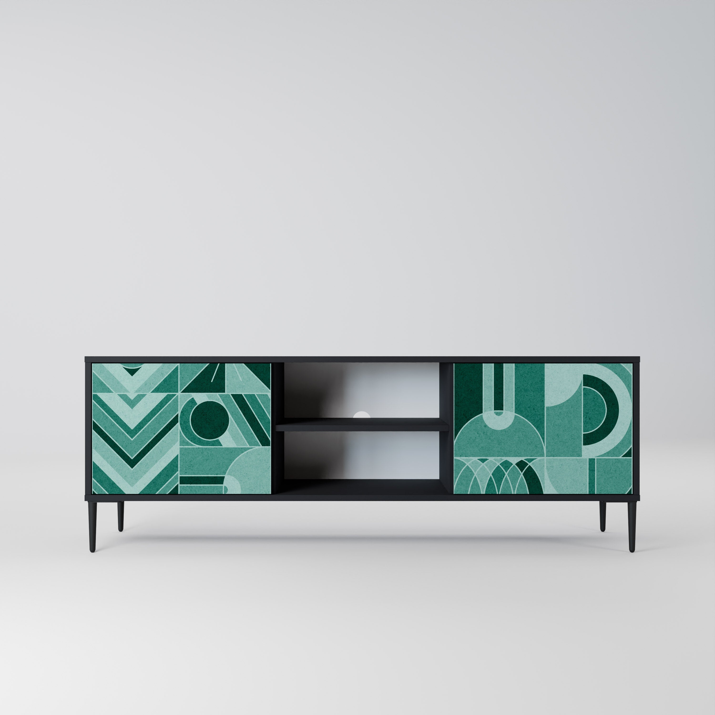 HARMONIC GRID Móvel de TV com 2 Portas em Acabamento Preto