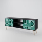 HARMONIC GRID Móvel de TV com 2 Portas em Acabamento Preto