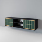 ILUSION GATE 2-Door TV Stand in Black Finish