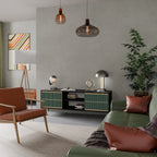 ILUSION GATE 2-Door TV Stand in Black Finish