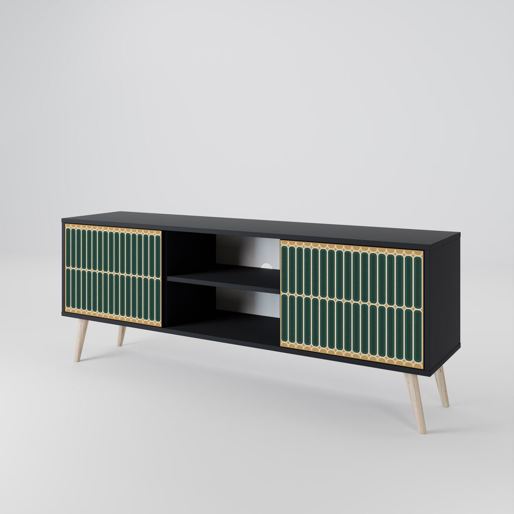 ILUSION GATE 2-Door TV Stand in Black Finish