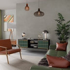 ILUSION GATE 2-Door TV Stand in Black Finish