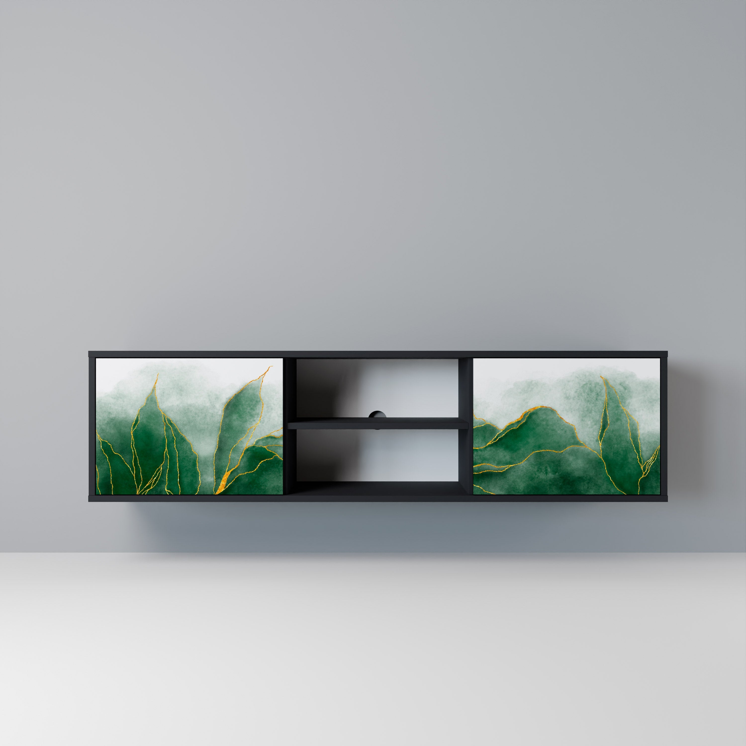 EXPENSIVE NATURE Móvel de TV com 2 Portas em Acabamento Preto