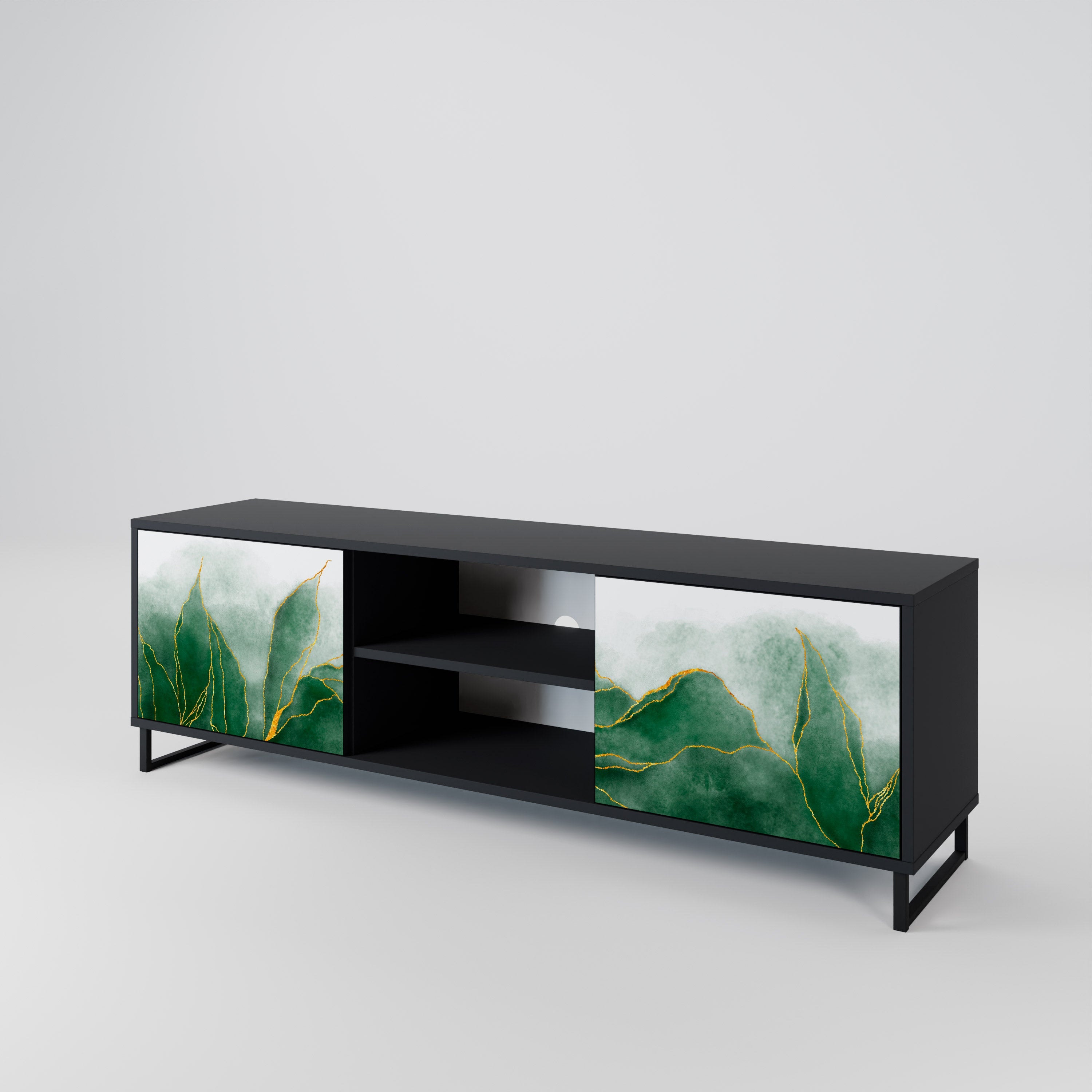 EXPENSIVE NATURE 2-Door TV Stand in Black Finish