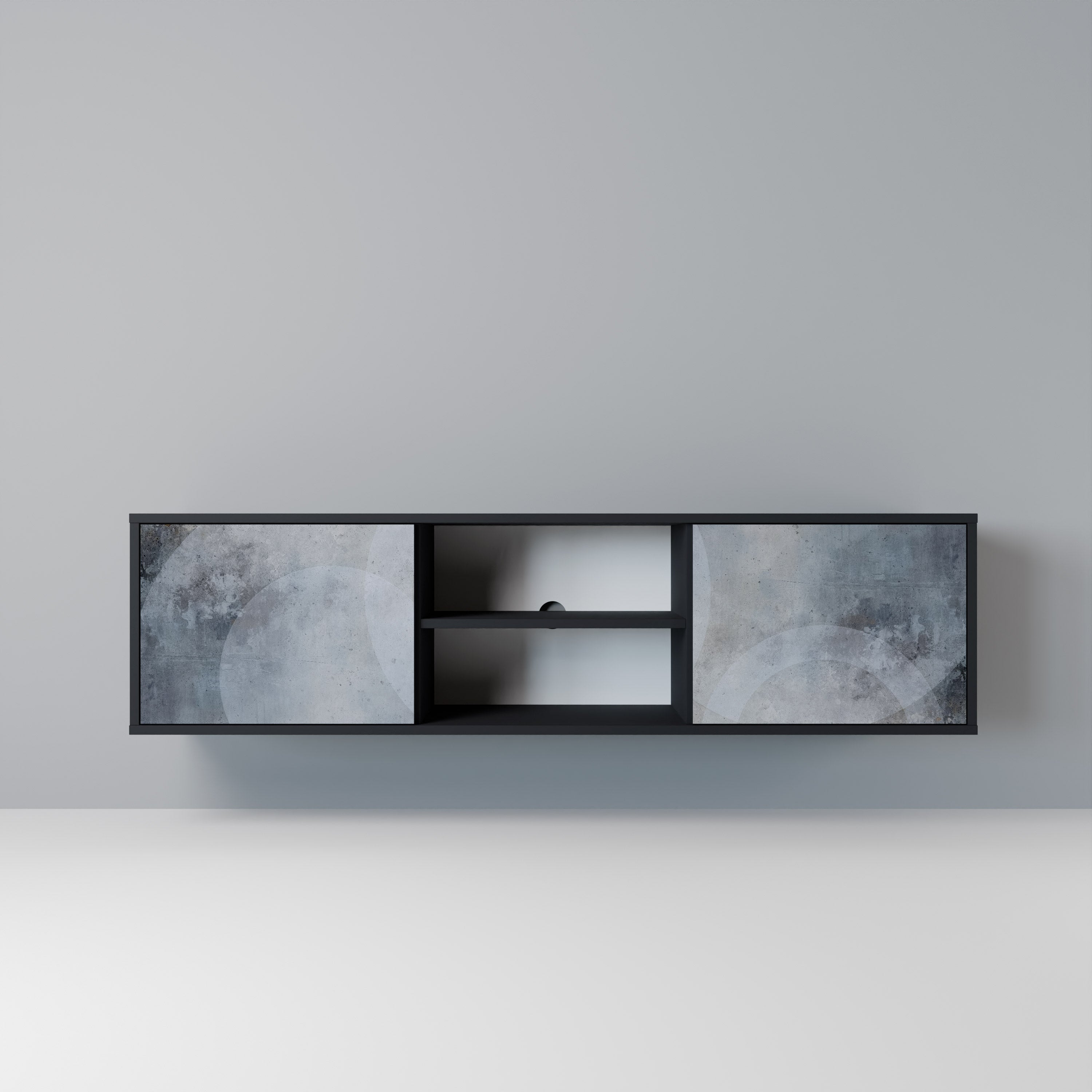MUTED ARC Móvel de TV com 2 Portas em Acabamento Preto